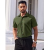 image:imageCOOFANDY Mens Short Sleeve Dress Shirts Stretch Wrinkle Free Untucked Casual Button Down ShirtArmy Green