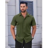 image:imageCOOFANDY Mens Short Sleeve Dress Shirts Stretch Wrinkle Free Untucked Casual Button Down ShirtArmy Green