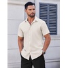 image:imageCOOFANDY Mens Short Sleeve Dress Shirts Stretch Wrinkle Free Untucked Casual Button Down ShirtBeige