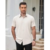 image:imageCOOFANDY Mens Short Sleeve Dress Shirts Stretch Wrinkle Free Untucked Casual Button Down ShirtBeige