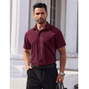 image:imageCOOFANDY Mens Short Sleeve Dress Shirts Stretch Wrinkle Free Untucked Casual Button Down ShirtBurgundy