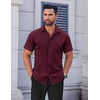 image:imageCOOFANDY Mens Short Sleeve Dress Shirts Stretch Wrinkle Free Untucked Casual Button Down ShirtBurgundy