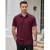 image:imageCOOFANDY Mens Short Sleeve Dress Shirts Stretch Wrinkle Free Untucked Casual Button Down ShirtBurgundy
