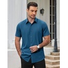 image:imageCOOFANDY Mens Short Sleeve Dress Shirts Stretch Wrinkle Free Untucked Casual Button Down ShirtDark Blue