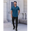 image:imageCOOFANDY Mens Short Sleeve Dress Shirts Stretch Wrinkle Free Untucked Casual Button Down ShirtDark Blue