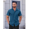 image:imageCOOFANDY Mens Short Sleeve Dress Shirts Stretch Wrinkle Free Untucked Casual Button Down ShirtDark Blue