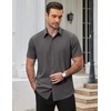 image:imageCOOFANDY Mens Short Sleeve Dress Shirts Stretch Wrinkle Free Untucked Casual Button Down ShirtDark Grey