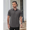 image:imageCOOFANDY Mens Short Sleeve Dress Shirts Stretch Wrinkle Free Untucked Casual Button Down ShirtDark Grey