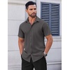 image:imageCOOFANDY Mens Short Sleeve Dress Shirts Stretch Wrinkle Free Untucked Casual Button Down ShirtDark Grey