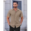 image:imageCOOFANDY Mens Short Sleeve Dress Shirts Stretch Wrinkle Free Untucked Casual Button Down ShirtKhaki
