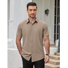 image:imageCOOFANDY Mens Short Sleeve Dress Shirts Stretch Wrinkle Free Untucked Casual Button Down ShirtKhaki
