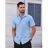 image:imageCOOFANDY Mens Short Sleeve Dress Shirts Stretch Wrinkle Free Untucked Casual Button Down ShirtLight Blue