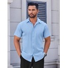 image:imageCOOFANDY Mens Short Sleeve Dress Shirts Stretch Wrinkle Free Untucked Casual Button Down ShirtLight Blue