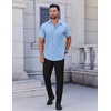 image:imageCOOFANDY Mens Short Sleeve Dress Shirts Stretch Wrinkle Free Untucked Casual Button Down ShirtLight Blue