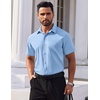 image:imageCOOFANDY Mens Short Sleeve Dress Shirts Stretch Wrinkle Free Untucked Casual Button Down ShirtLight Blue