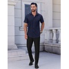 image:imageCOOFANDY Mens Short Sleeve Dress Shirts Stretch Wrinkle Free Untucked Casual Button Down ShirtNavy Blue