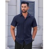 image:imageCOOFANDY Mens Short Sleeve Dress Shirts Stretch Wrinkle Free Untucked Casual Button Down ShirtNavy Blue