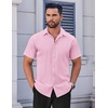 image:imageCOOFANDY Mens Short Sleeve Dress Shirts Stretch Wrinkle Free Untucked Casual Button Down ShirtPink