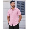 image:imageCOOFANDY Mens Short Sleeve Dress Shirts Stretch Wrinkle Free Untucked Casual Button Down ShirtPink