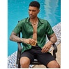 image:imageCOOFANDY Mens Silk Button Down Short Sleeve Dress Shirt02 Deep Green