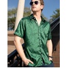 image:imageCOOFANDY Mens Silk Button Down Short Sleeve Dress Shirt02 Deep Green