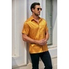 image:imageCOOFANDY Mens Silk Button Down Short Sleeve Dress Shirt02 Golden Yellow