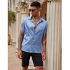 image:imageCOOFANDY Mens Silk Button Down Short Sleeve Dress Shirt02 Sky Blue