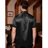 image:imageCOOFANDY Mens Silk Button Down Short Sleeve Dress ShirtBlackpure