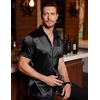 image:imageCOOFANDY Mens Silk Button Down Short Sleeve Dress ShirtBlackpure