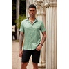 image:imageCOOFANDY Mens Silk Button Down Short Sleeve Dress ShirtLight Green
