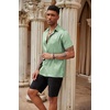 image:imageCOOFANDY Mens Silk Button Down Short Sleeve Dress ShirtLight Green