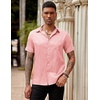 image:imageCOOFANDY Mens Silk Button Down Short Sleeve Dress ShirtPink