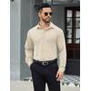 image:imageCOOFANDY Mens Stretch Dress Shirts Muscle Fit Wrinkle Free Long Sleeve Button Down Shirt Business Casual ShirtsKhaki
