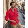 image:imageCOOFANDY Mens Stretch Dress Shirts Muscle Fit Wrinkle Free Long Sleeve Button Down Shirt Business Casual ShirtsRed