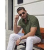 image:imageCOOFANDY Mens Stretch Dress Shirts Short Sleeve Casual Button Down Shirts with PocketArmy Green