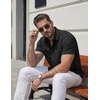 image:imageCOOFANDY Mens Stretch Dress Shirts Short Sleeve Casual Button Down Shirts with PocketBlack