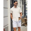 image:imageCOOFANDY Mens Stretch Dress Shirts Short Sleeve Casual Button Down Shirts with PocketCream
