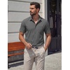 image:imageCOOFANDY Mens Stretch Dress Shirts Short Sleeve Casual Button Down Shirts with PocketDark Grey