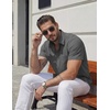 image:imageCOOFANDY Mens Stretch Dress Shirts Short Sleeve Casual Button Down Shirts with PocketDark Grey