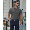 image:imageCOOFANDY Mens Stretch Dress Shirts Short Sleeve Casual Button Down Shirts with PocketDark Grey