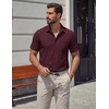 image:imageCOOFANDY Mens Stretch Dress Shirts Short Sleeve Casual Button Down Shirts with PocketDeep Red