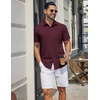 image:imageCOOFANDY Mens Stretch Dress Shirts Short Sleeve Casual Button Down Shirts with PocketDeep Red