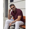 image:imageCOOFANDY Mens Stretch Dress Shirts Short Sleeve Casual Button Down Shirts with PocketDeep Red