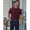 image:imageCOOFANDY Mens Stretch Dress Shirts Short Sleeve Casual Button Down Shirts with PocketDeep Red