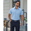 image:imageCOOFANDY Mens Stretch Dress Shirts Short Sleeve Casual Button Down Shirts with PocketLight Blue