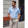 image:imageCOOFANDY Mens Stretch Dress Shirts Short Sleeve Casual Button Down Shirts with PocketLight Blue