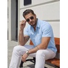image:imageCOOFANDY Mens Stretch Dress Shirts Short Sleeve Casual Button Down Shirts with PocketLight Blue