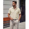 image:imageCOOFANDY Mens Stretch Dress Shirts Short Sleeve Casual Button Down Shirts with PocketLight Khaki