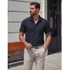 image:imageCOOFANDY Mens Stretch Dress Shirts Short Sleeve Casual Button Down Shirts with PocketMidnight Blue