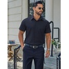 image:imageCOOFANDY Mens Stretch Dress Shirts Short Sleeve Casual Button Down Shirts with PocketMidnight Blue